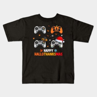 Video Game Costume Halloween Thanksgiving Christmas Happy Hallothanksmas Kids T-Shirt